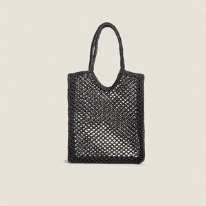 Zara Black Woven Tote Bag